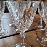Set of 8 cut crystal glasses, hexagonal stem – 1950s