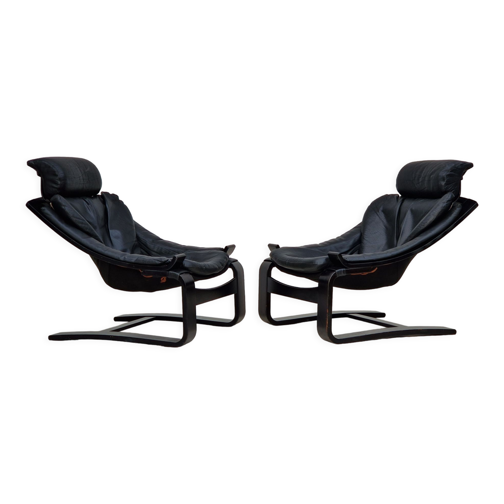 Set de 2 fauteuils Kroken par Ake Fribyter pour Nelo Suède années 1970