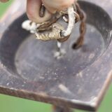 Wooden pendant light, vintage pendant light, 2-light wooden hanging lamp, Gothic