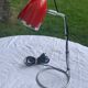 Desk, table lamp in red metal and silver vintage 1970