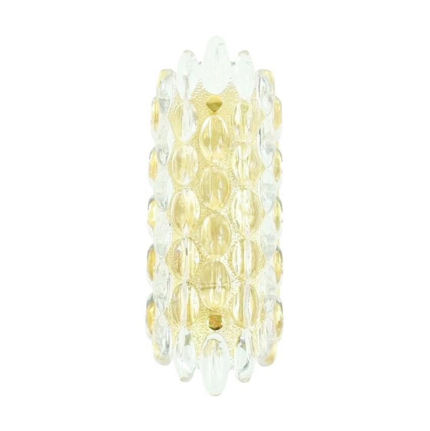 Mid Century Scandinavian Glass & Brass Wall Light by C. Fagerlund, 1960s