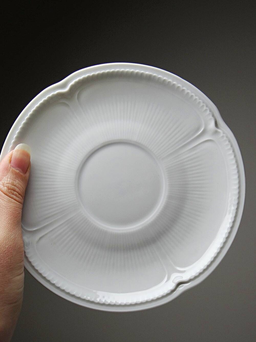 5 cups with two handles, Limoges porcelain Bernardaud "Palm"