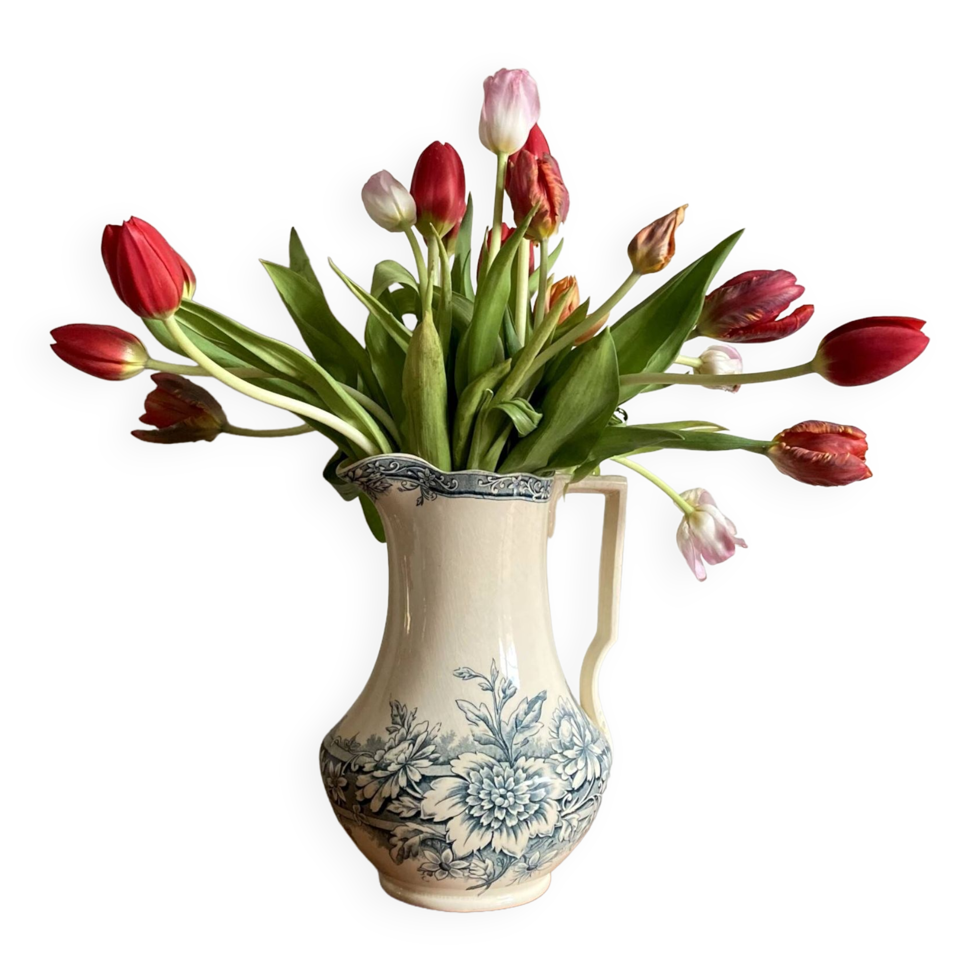 Toilet pitcher pitcher vase iron earth Gien model Saint Germain vintage old decoration
