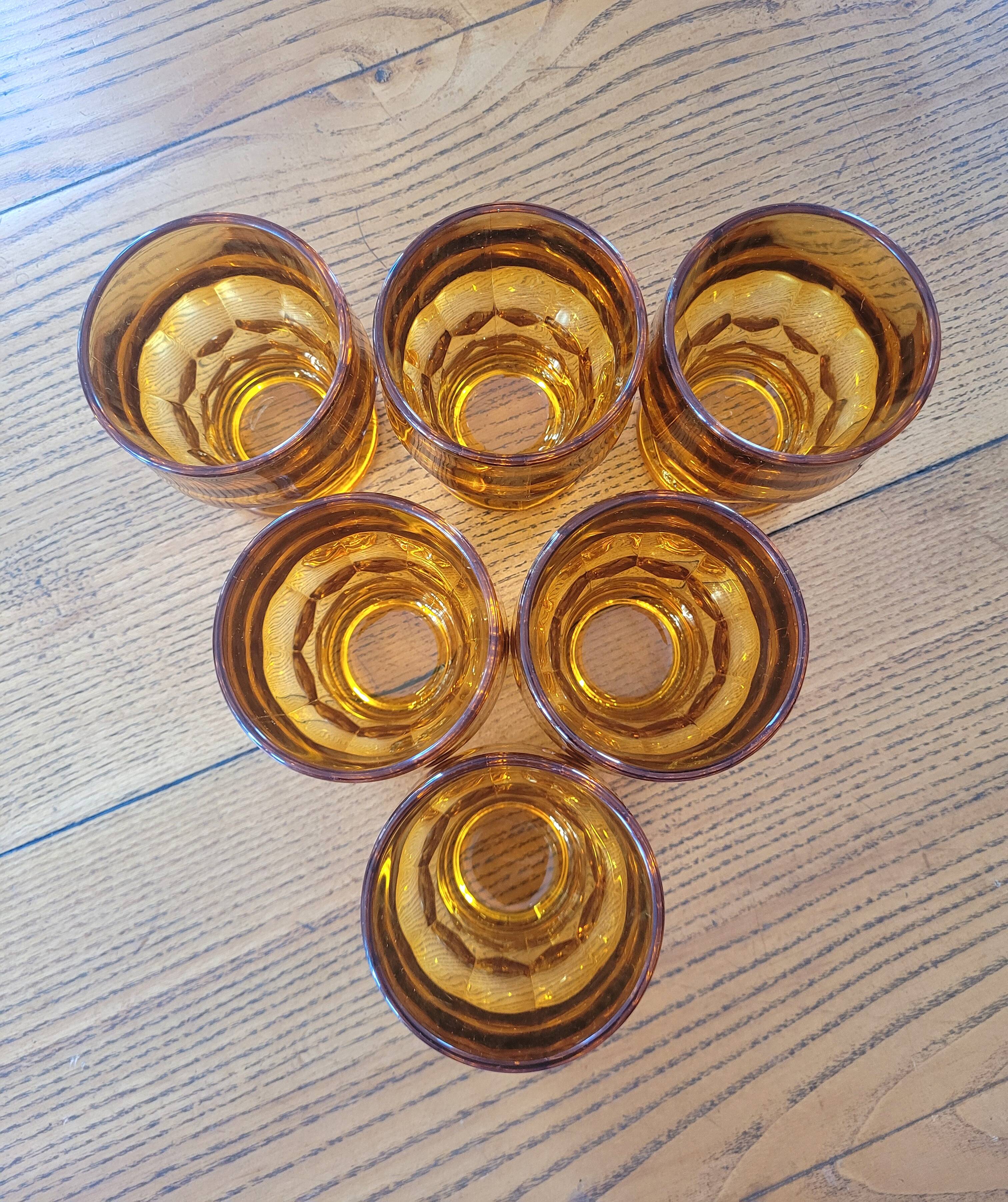 Set of 6 vintage amber glasses, Italy