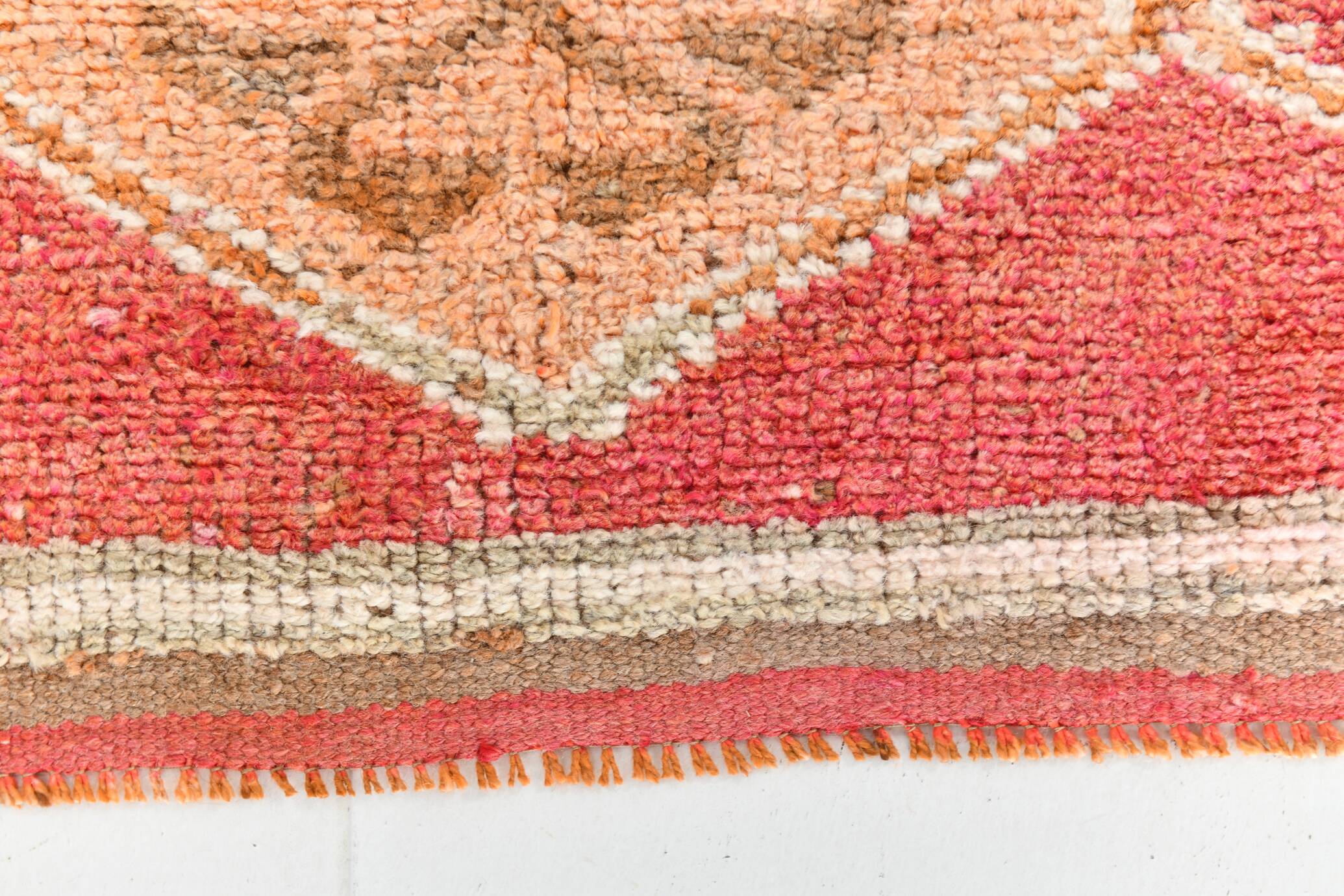 Pink & Red Vintage Turkish Runner Rug, 95x294Cm