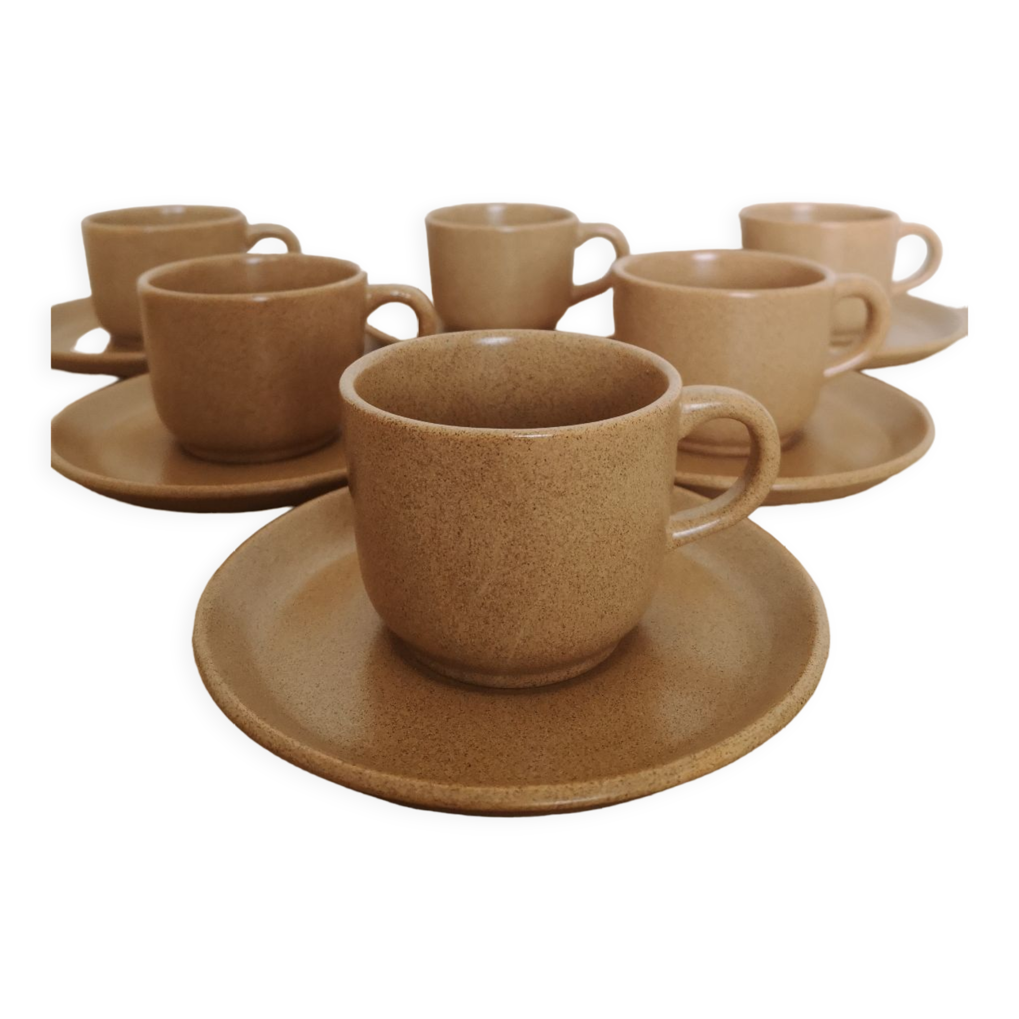 Stoneware cups and saucers