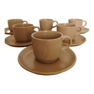 Stoneware cups and saucers