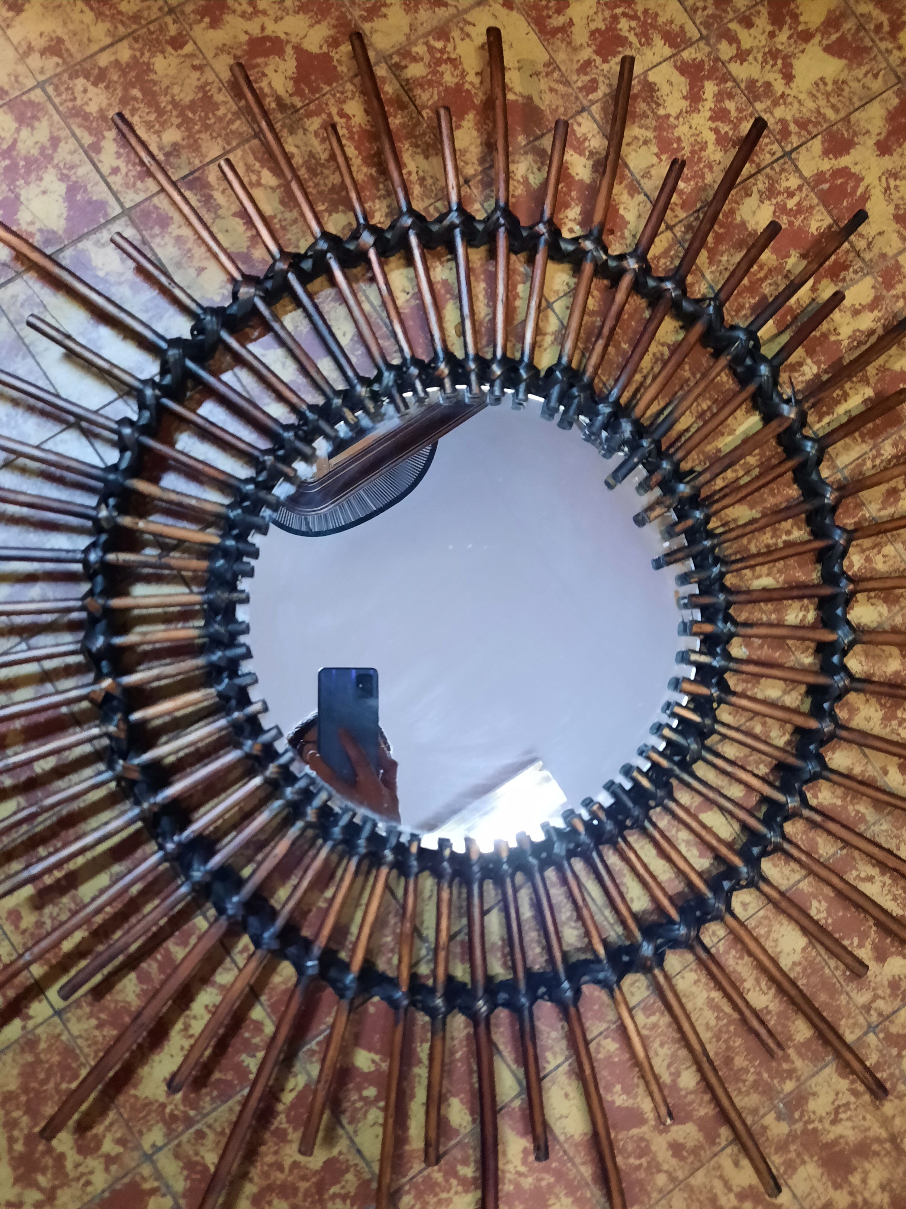 Miroir soleil en rotin 75cm