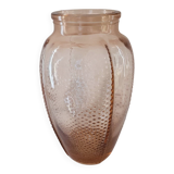 "opalescent hobnail peach-pink vase"