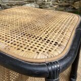 Rattan and cane ottoman or coffee table