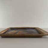 Square trinket dish in glazed ceramic, signed by F. Baudet, France 1970