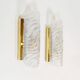 Pair of 70s wall lamps in glass and brass by Fischer Leuchten