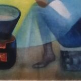 Lithograph "The Seller with the Parasol", Louis Toffoli (1907-1999)