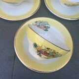 Coffee service or tea in vintage yellow and white porcelain
