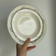 Hollow plate Longwy ironstone polychrome purple and green model L