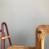 Rocking horse in rattan and bamboo