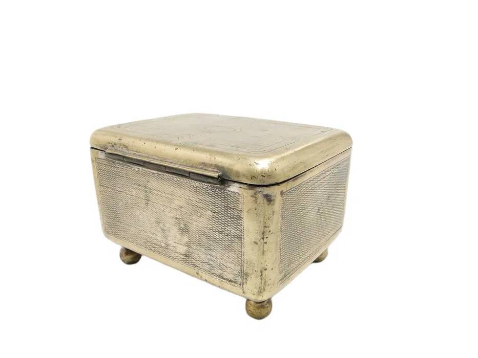 AAZ Art Deco Sugar Bowl, Silver-Plated Brass, Fraget, Poland, 1920s