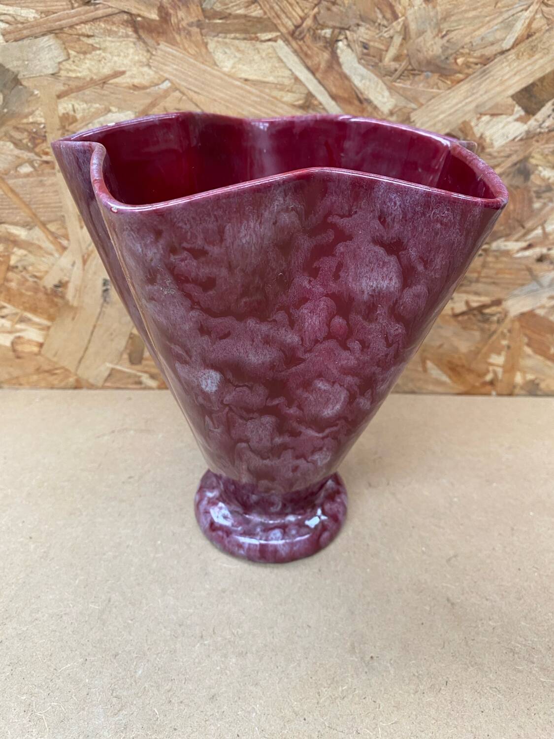 Antique Vase Corolle J. GUET Ceramic Pink Speckled Vintage