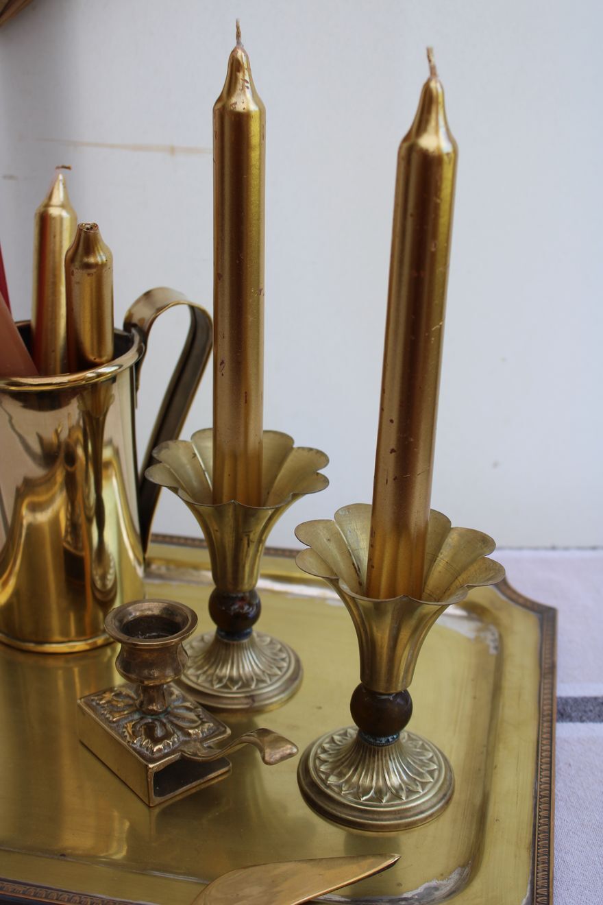 Pair of golden candle holders