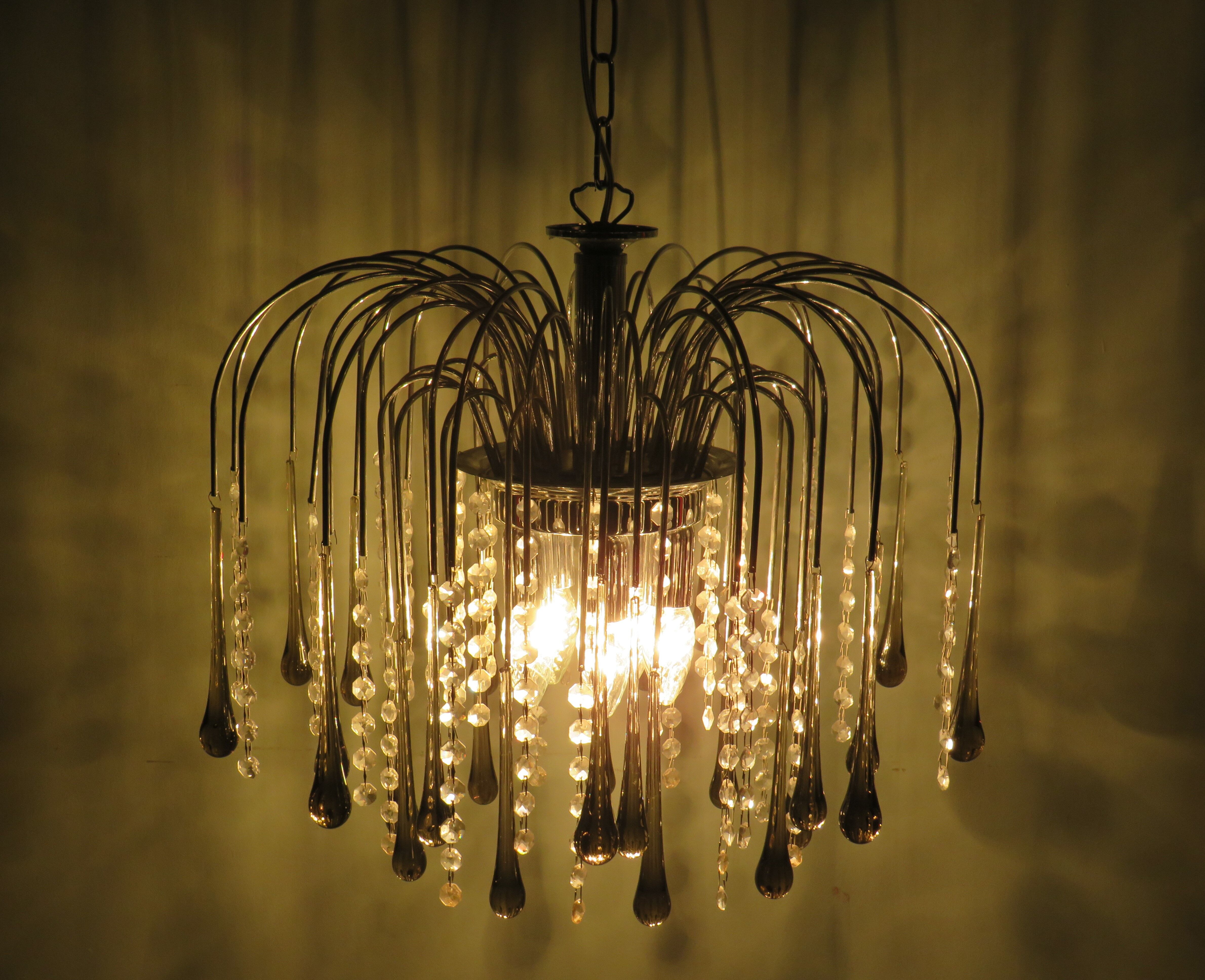 Italian Murano glass waterfall chandelier 1960