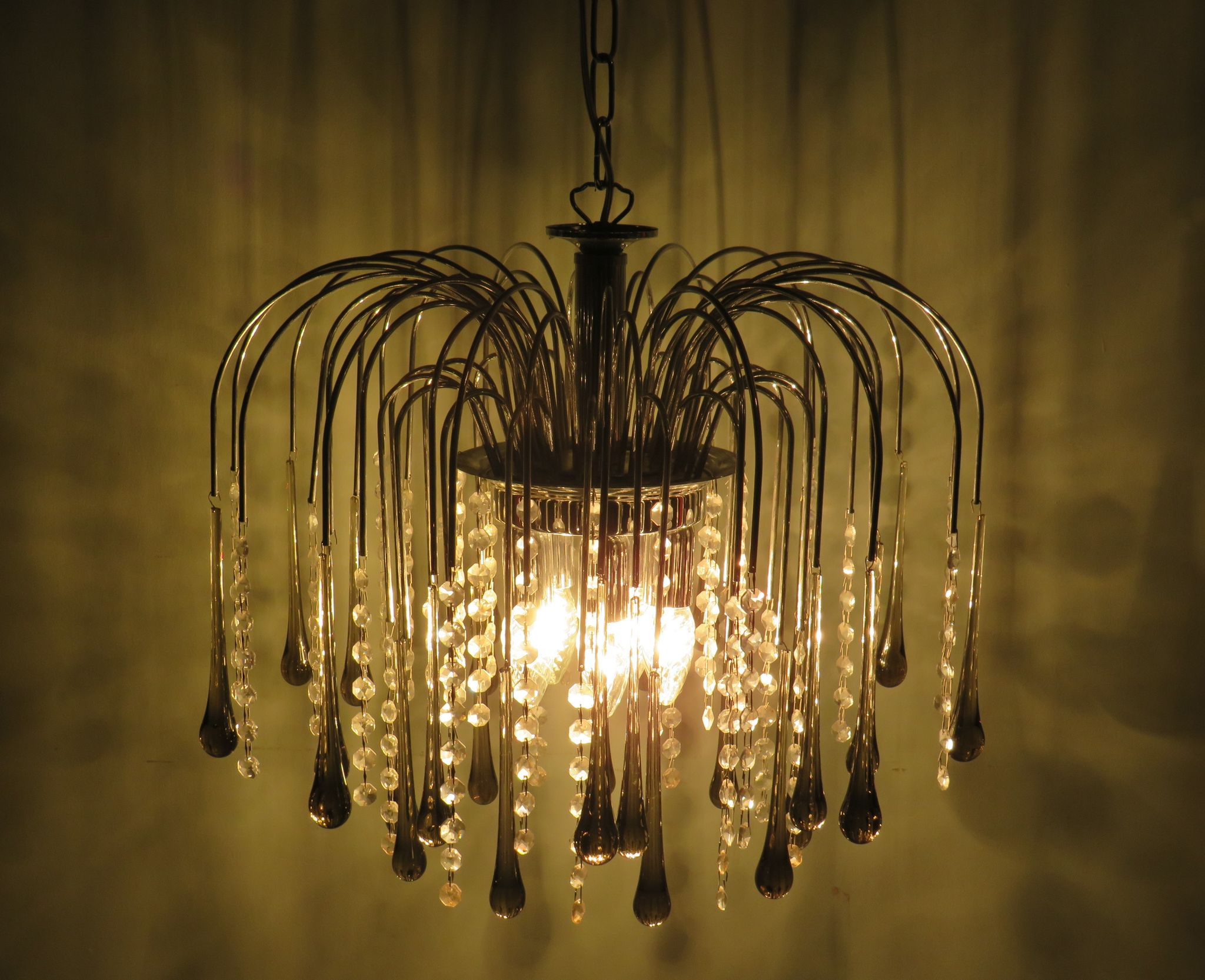 Lustre cascade en verre de Murano italien 1960