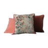 Velvet cushion of publisher furniture, pink cushion with flower of 40x40cm, 15 1/2",