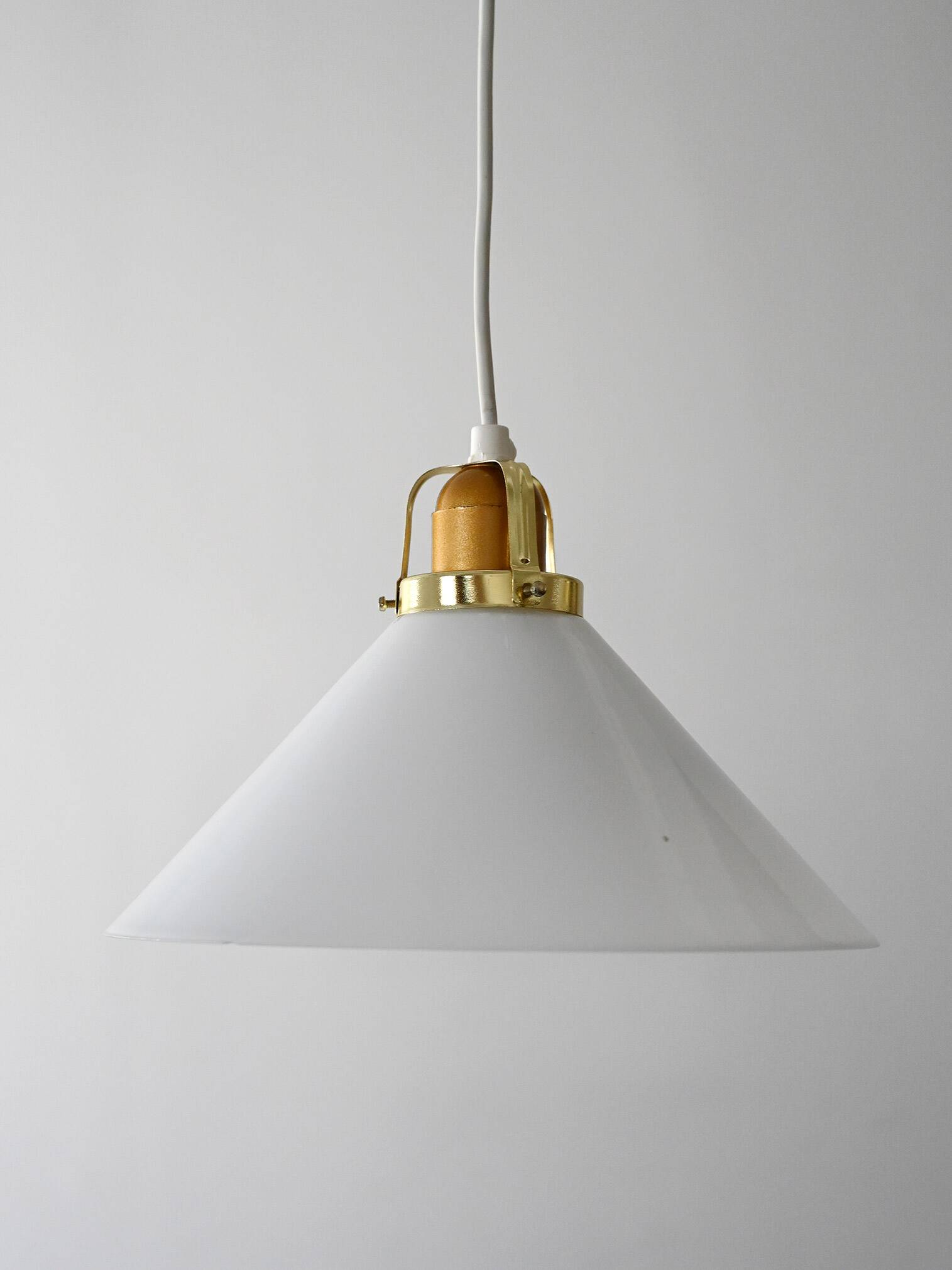 1950s Scandinavian pendant lamp in glass and brass