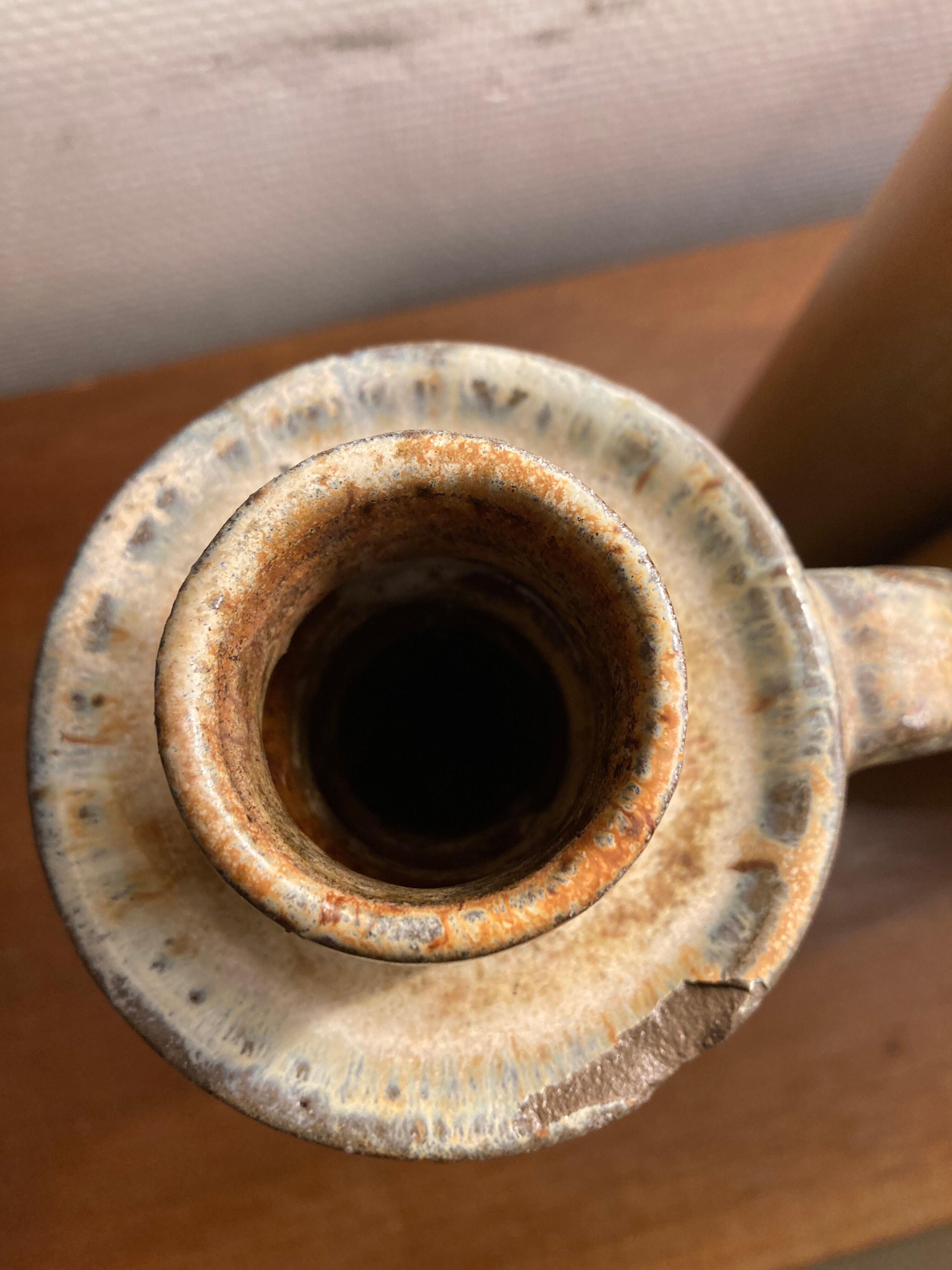 Blue ceramic candle holder