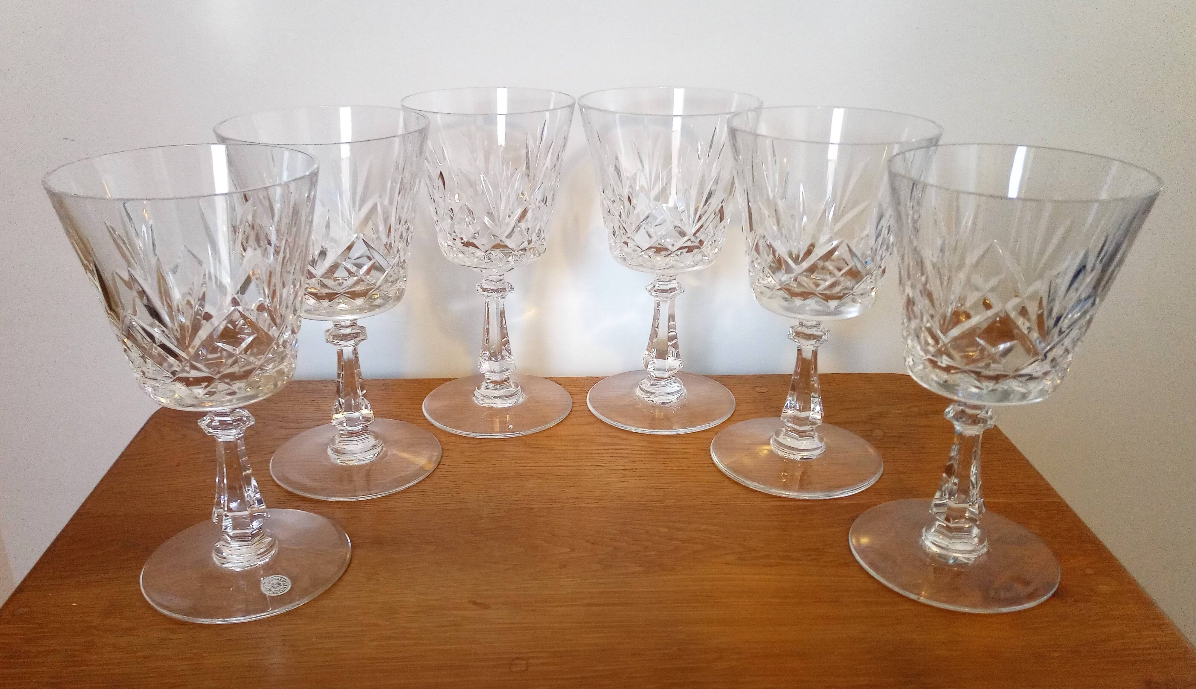 Val St Lambert crystal red wine glasses