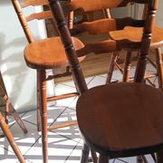 Set of 5 Solid Wood Bar Stools – Bistro / Country Chic Style