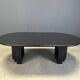 Vintage extendable black wooden dining table, 1980s