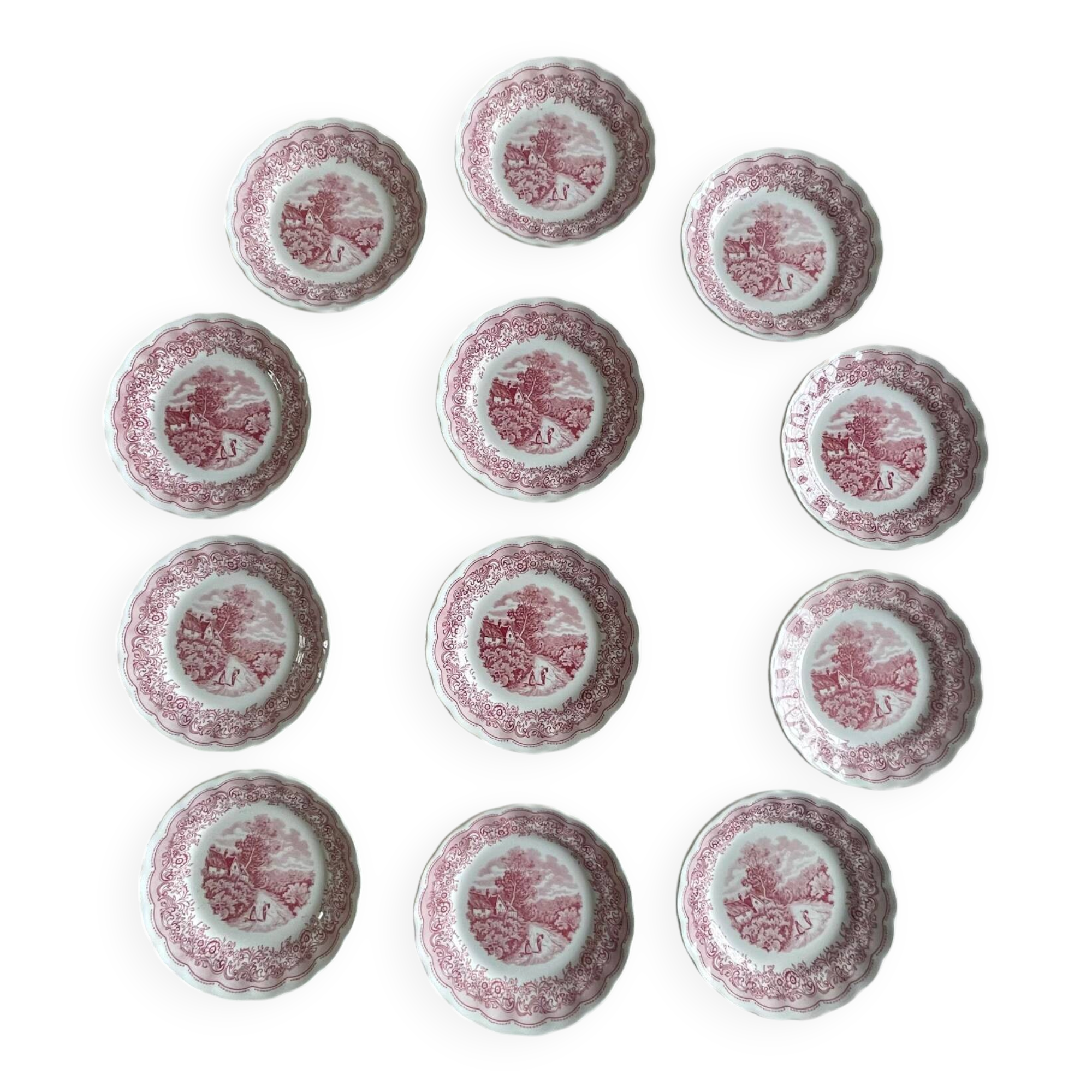 12 dessert plates Fontebasso Italy.