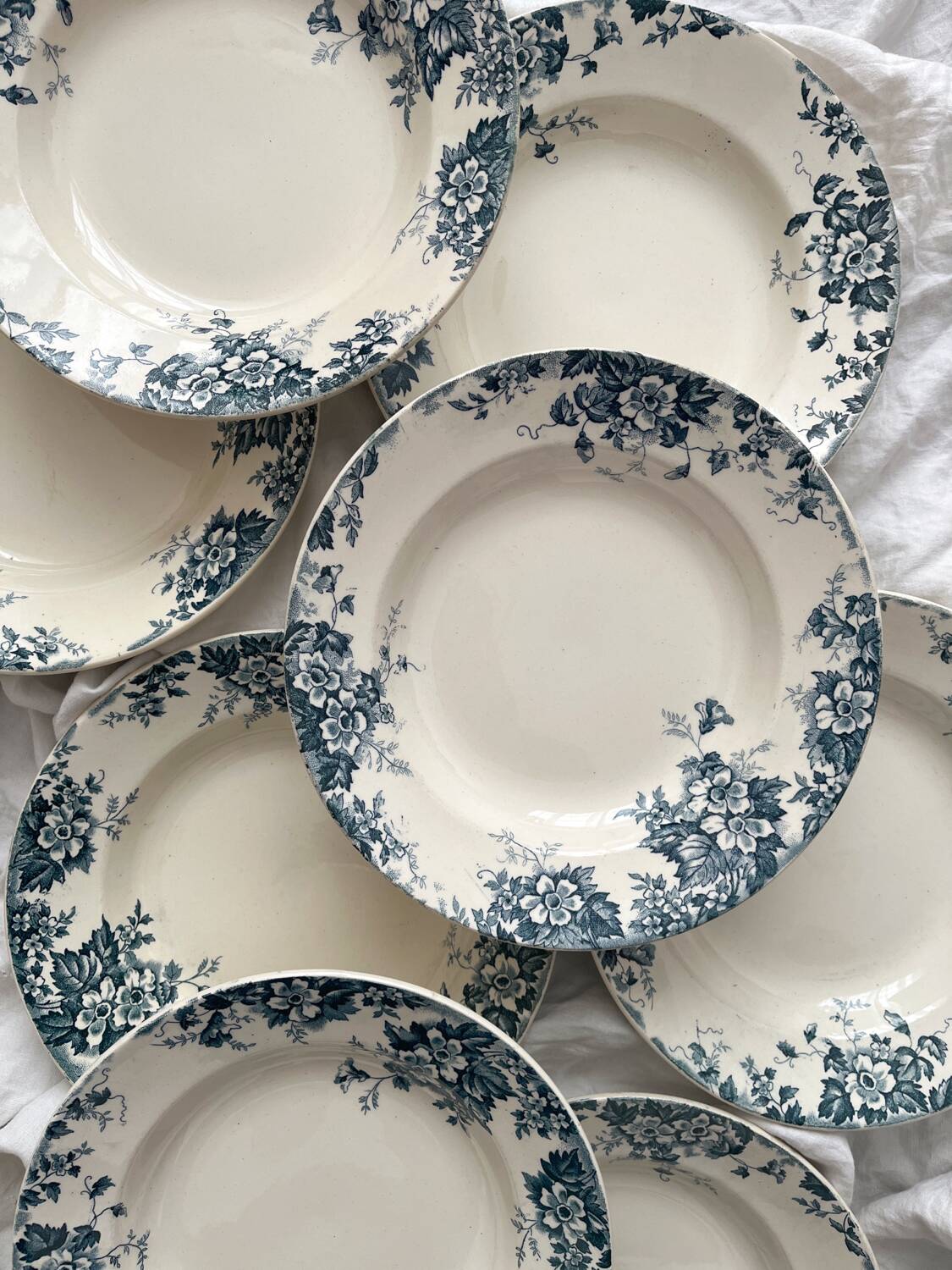 8 “Marie Louise” ironstone soup plates from Saint Amand and Hamage