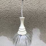 Suspension boule verre moulé années 70