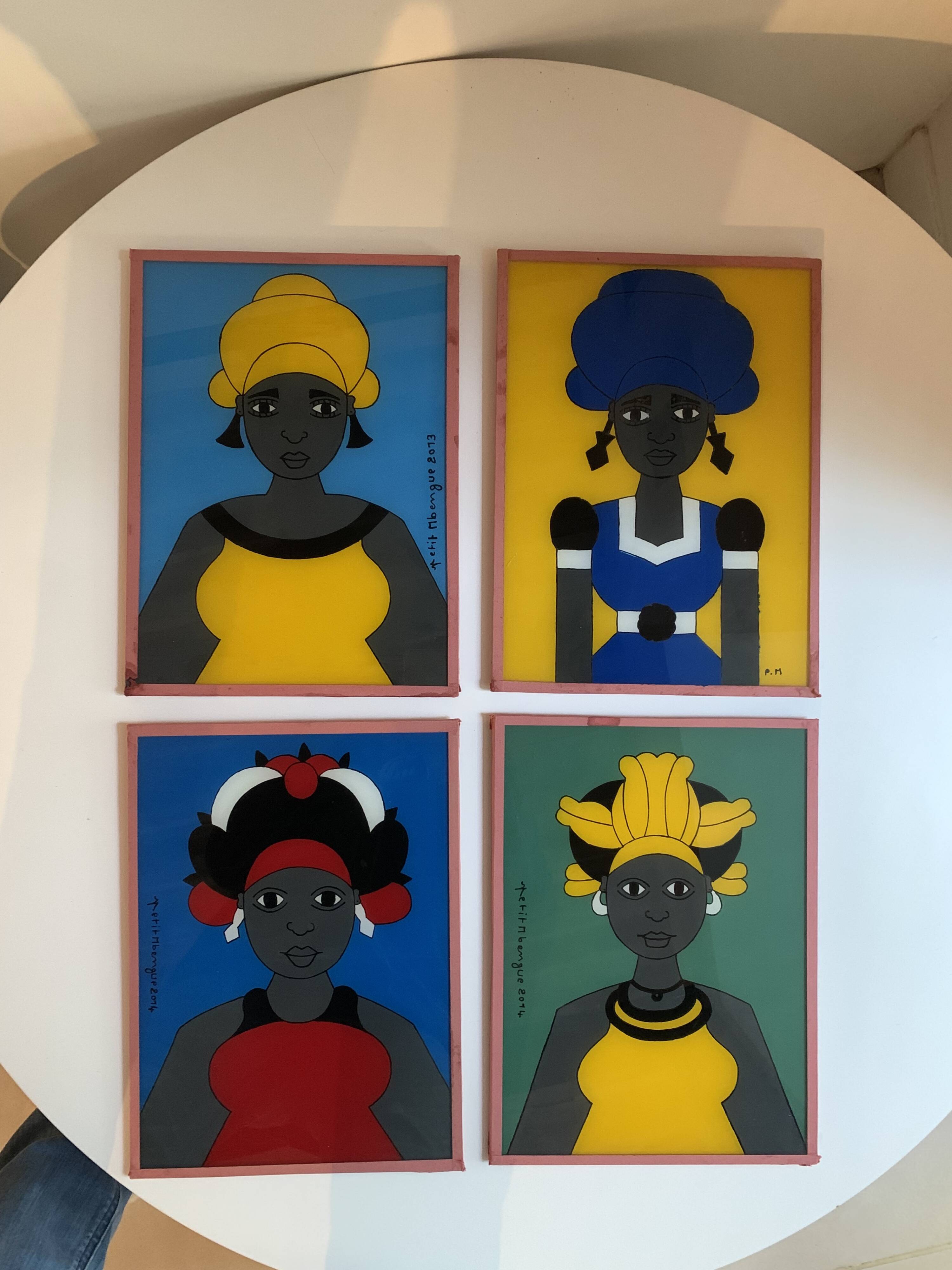 Set of Senegalese reverse glass paintings