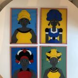 Set of Senegalese coaster paintings
