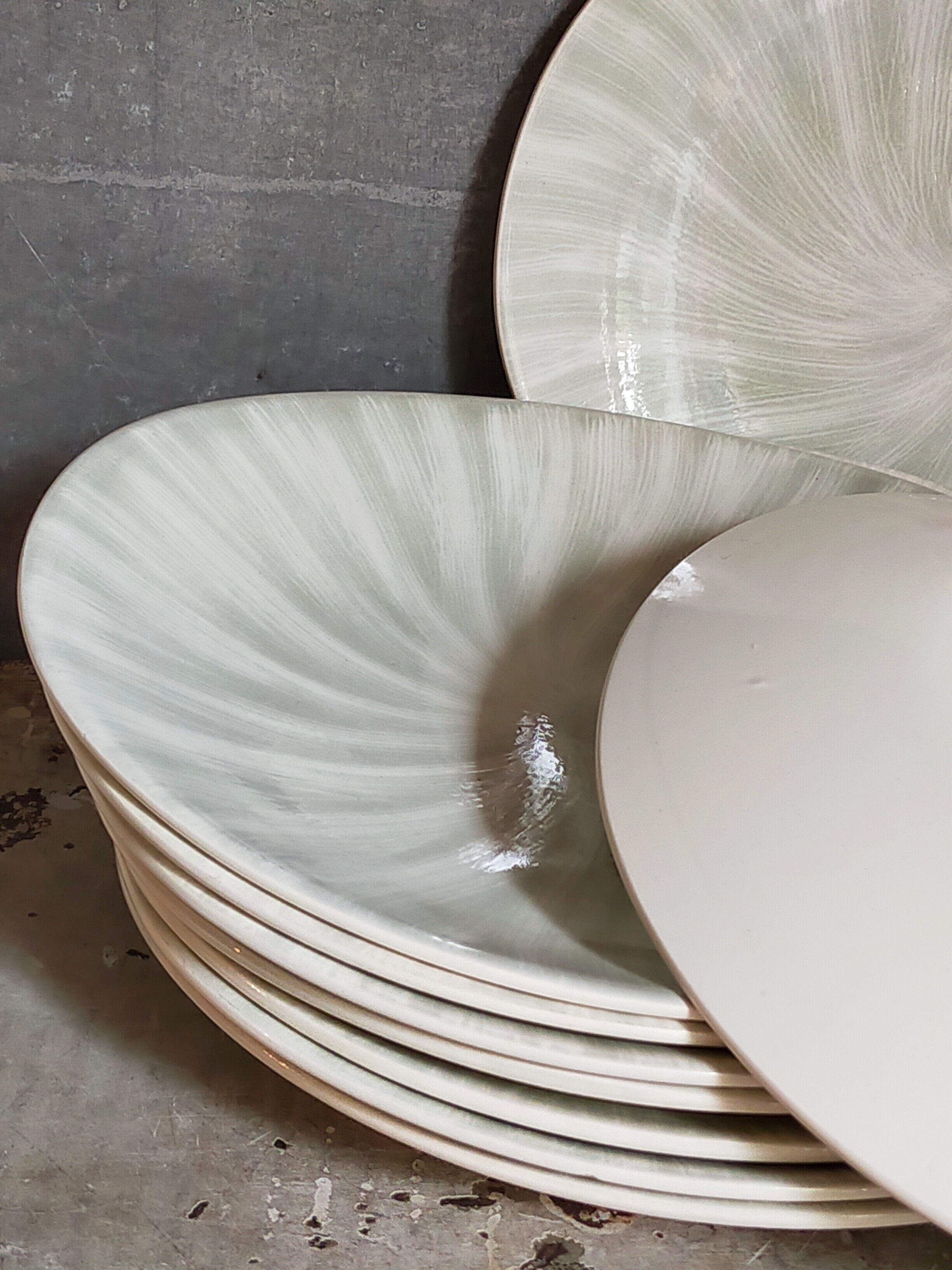 Nine earthenware plates from Salins-les-Bains vintage
