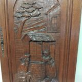 Ancienne porte en bois chêne sculpté
