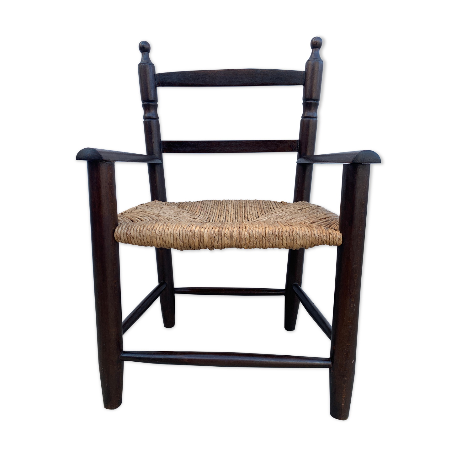 Fauteuil en bois et paille pour enfant