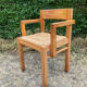 Brutalist chair in solid pine with a straw seat from the 1970s.