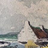 Claude Houal Watercolour No. 21 Cottages of Morbihan Circa 1950