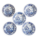 Five 19th century Calais earthenware plates with a romantic gallant couple decor