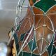 Vintage pendant light with multicoloured stained glass.