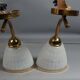 Pair of wall sconces frosted glass & brass 50