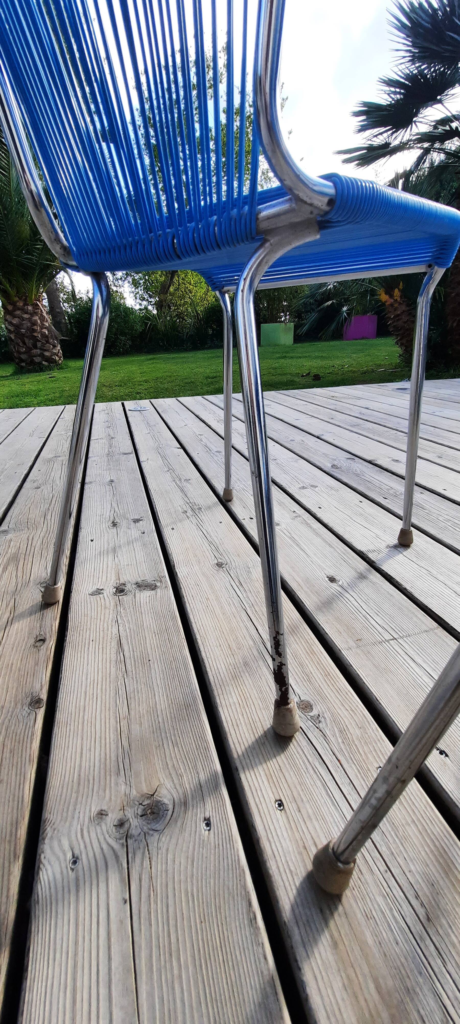 Lot de 4 chaises scoubidou années 60