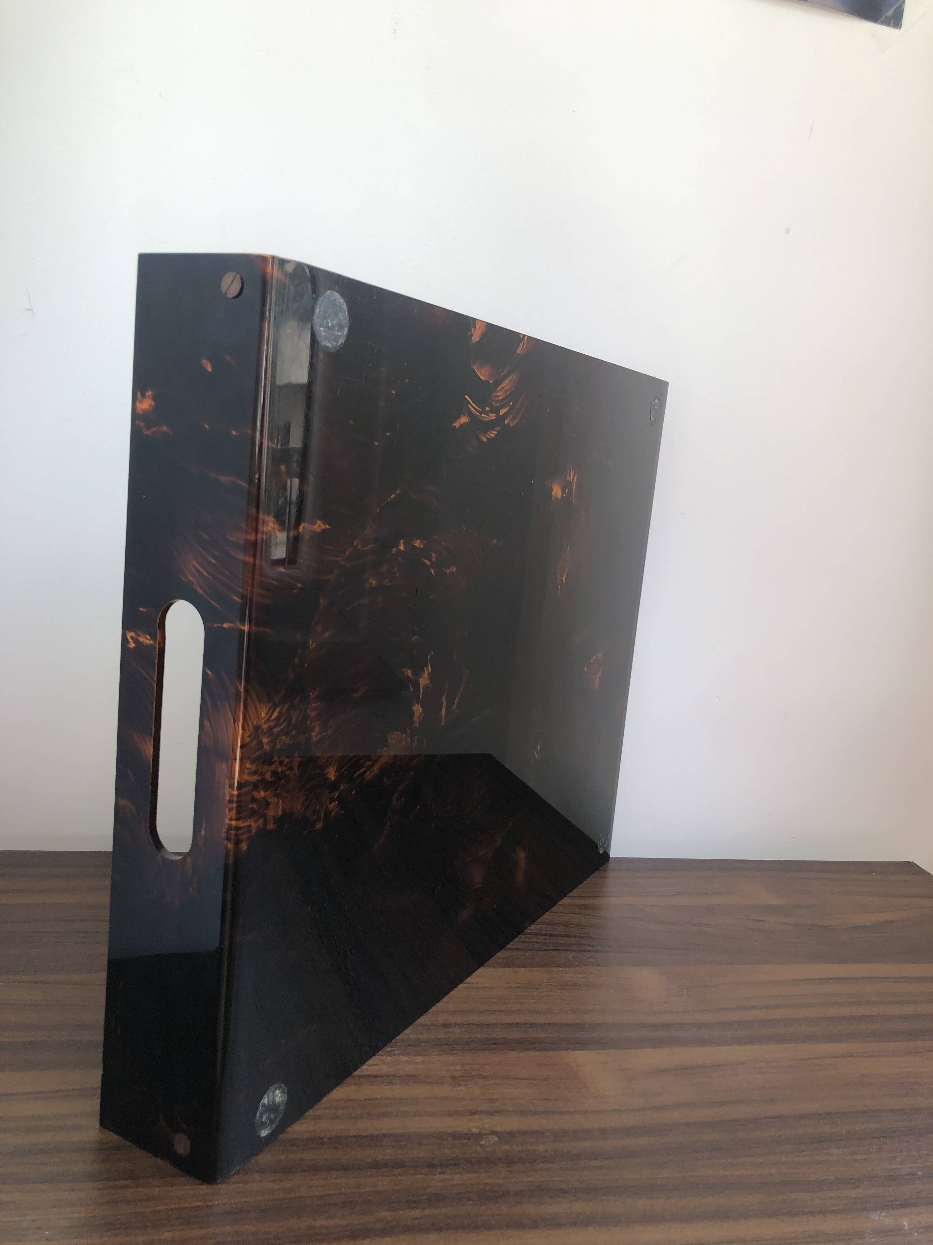 Lucite and brass tray, 70s