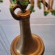 Antique signed reverse painted bronze table lamp, 1910-20