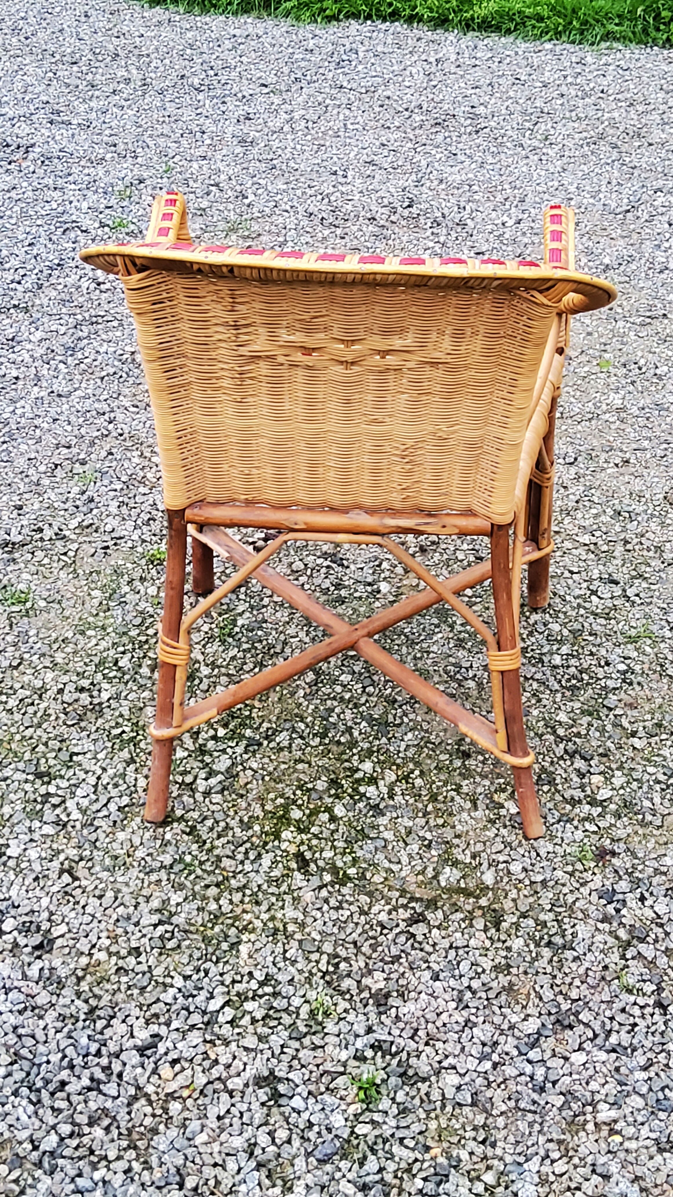 Rattan and wicker armchair from the 50s