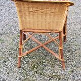 Rattan and wicker armchair from the 50s