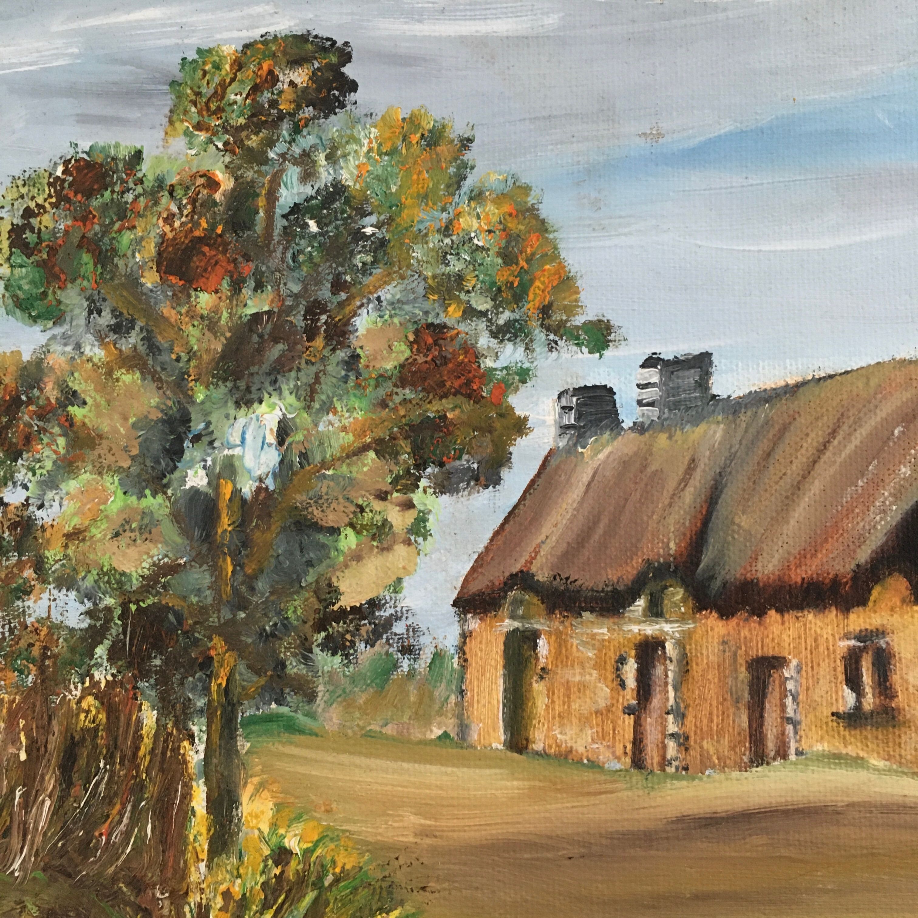 Tableau maison bretonne et calvaire